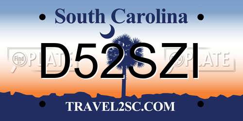 D52SZI South Carolina License Plate