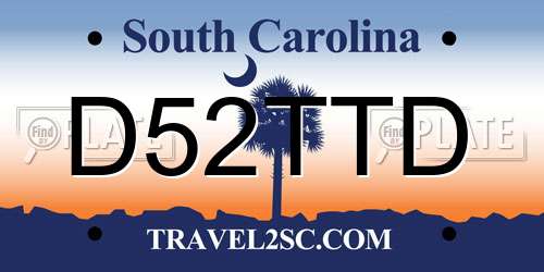 D52TTD South Carolina License Plate