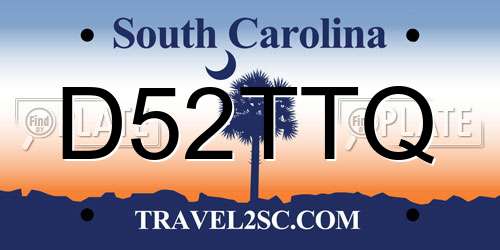 D52TTQ South Carolina License Plate