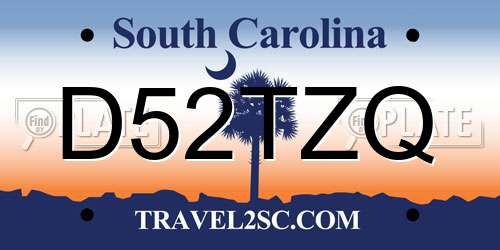 D52TZQ South Carolina License Plate