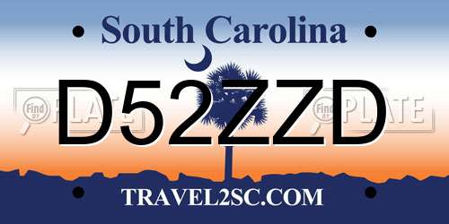 D52ZZD South Carolina License Plate