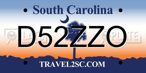 D52ZZO South Carolina License Plate