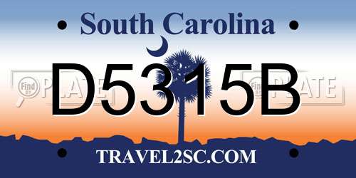 D5315B South Carolina License Plate