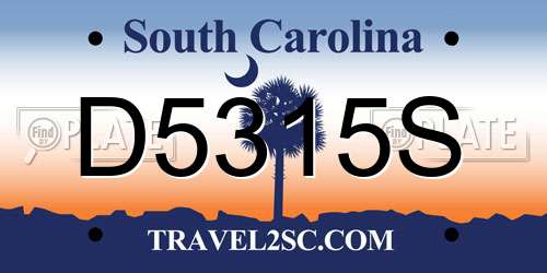 D5315S South Carolina License Plate