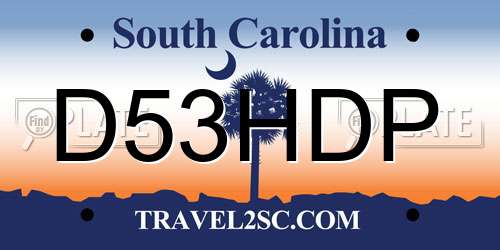 D53HDP South Carolina License Plate