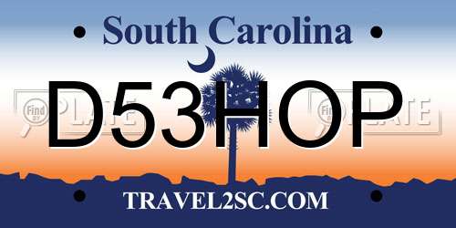 D53HOP South Carolina License Plate