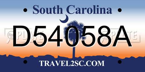 D54058A South Carolina License Plate