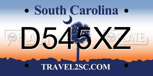 D545XZ South Carolina License Plate