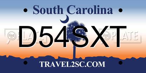D54SXT South Carolina License Plate