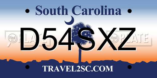 D54SXZ South Carolina License Plate