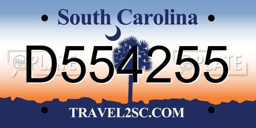 D554255 South Carolina License Plate