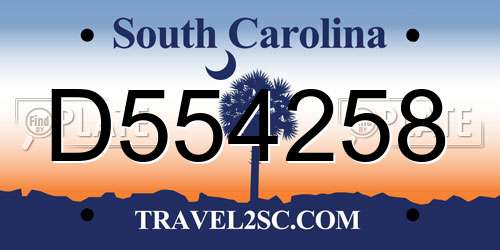 D554258 South Carolina License Plate