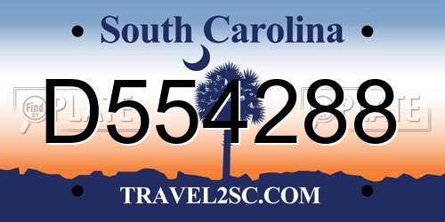 D554288 South Carolina License Plate