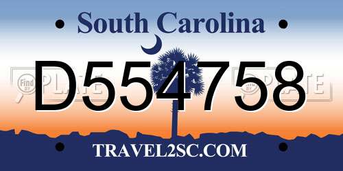 D554758 South Carolina License Plate