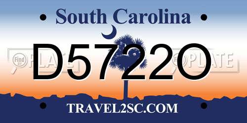 D5722O South Carolina License Plate