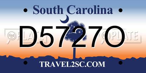 D5727O South Carolina License Plate