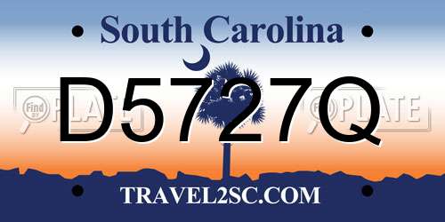 D5727Q South Carolina License Plate