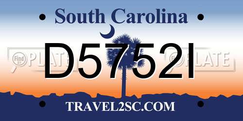 D5752I South Carolina License Plate