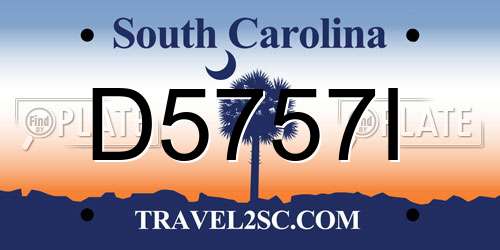 D5757I South Carolina License Plate