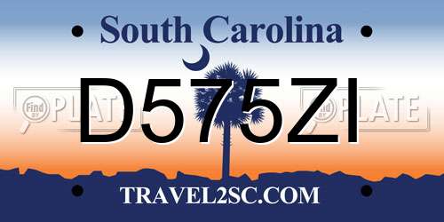 D575ZI South Carolina License Plate