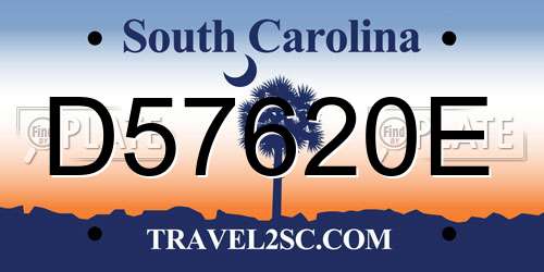 D57620E South Carolina License Plate