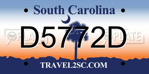 D5772D South Carolina License Plate