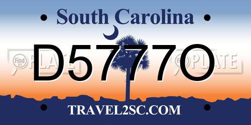 D5777O South Carolina License Plate