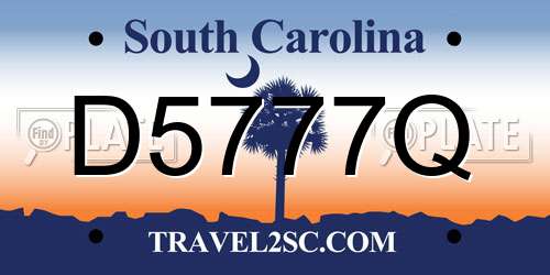 D5777Q South Carolina License Plate