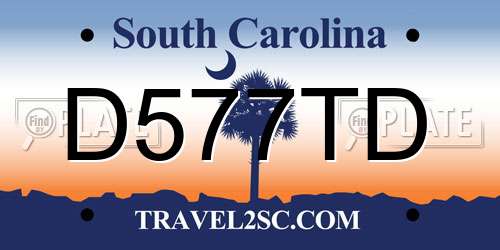 D577TD South Carolina License Plate