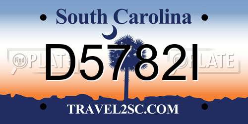 D5782I South Carolina License Plate