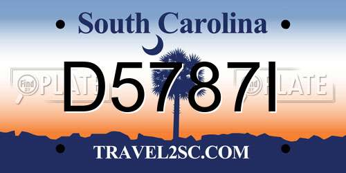 D5787I South Carolina License Plate