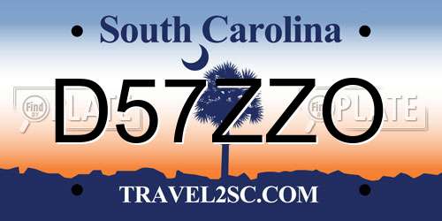 D57ZZO South Carolina License Plate