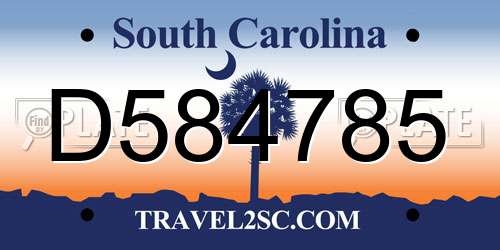 D584785 South Carolina License Plate