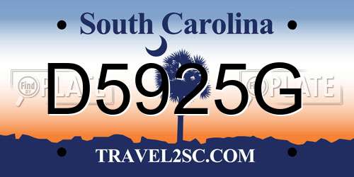 D5925G South Carolina License Plate
