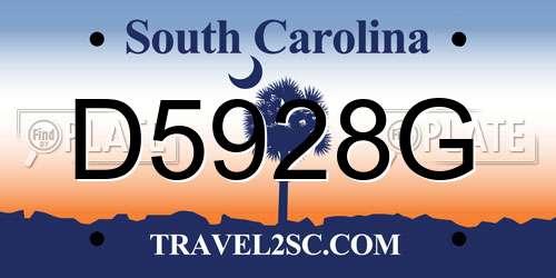 D5928G South Carolina License Plate