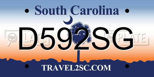 D592SG South Carolina License Plate