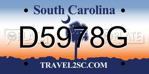 D5978G South Carolina License Plate