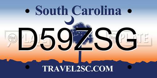 D59ZSG South Carolina License Plate