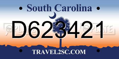 D623421 South Carolina License Plate
