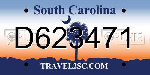 D623471 South Carolina License Plate