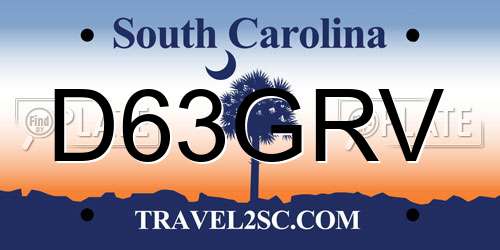 D63GRV South Carolina License Plate