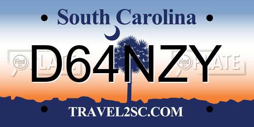 D64NZY South Carolina License Plate