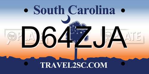 D64ZJA South Carolina License Plate