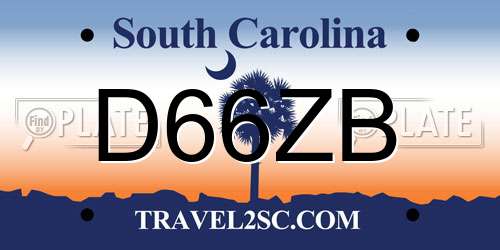 D66ZB South Carolina License Plate