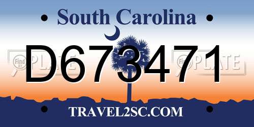 D673471 South Carolina License Plate