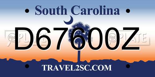 D67600Z South Carolina License Plate