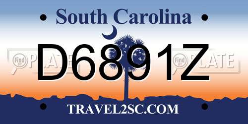 D6891Z South Carolina License Plate