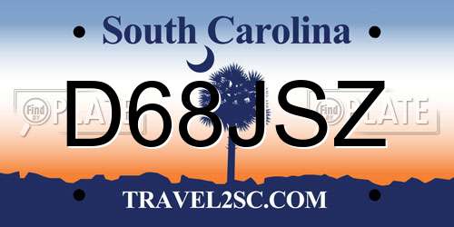 D68JSZ South Carolina License Plate