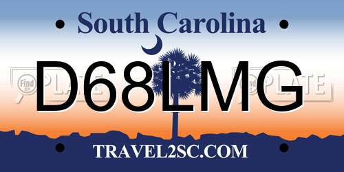 D68LMG South Carolina License Plate