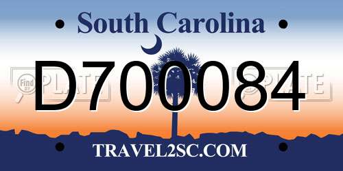 D700084 South Carolina License Plate